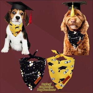 Realeaf Graduation Dog Bandanas - 2 Pack - Reversible Pet Scarf - Large Dogs